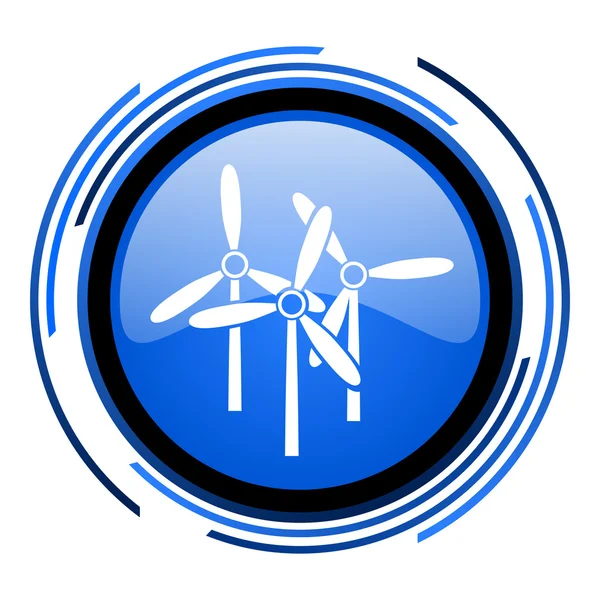 Moinho de vento círculo ícone brilhante azul — Fotografia de Stock