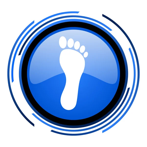 Fußabdruck Kreis blau glänzend Symbol — Stockfoto