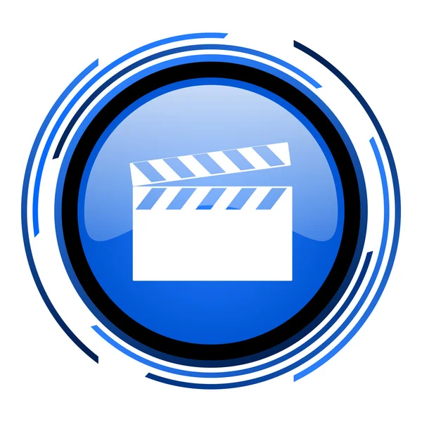 Filme círculo azul brilhante ícone — Fotografia de Stock