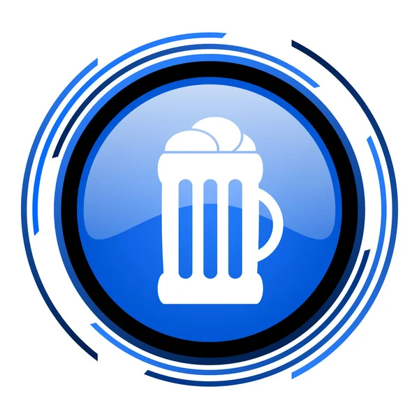 Beer circle blue glossy icon — Stock Photo, Image