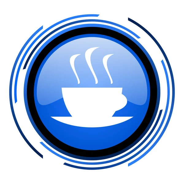 Café círculo azul brillante icono —  Fotos de Stock