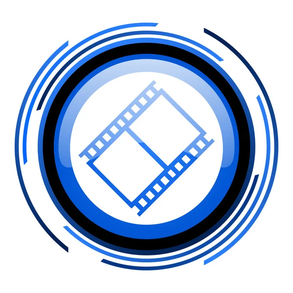 Filme círculo azul brilhante ícone — Fotografia de Stock