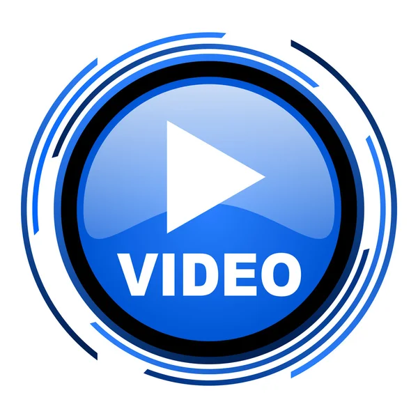 Video cirkel blå blanka ikonen — Stockfoto