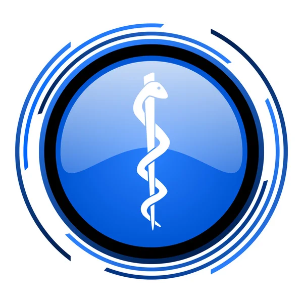 Caduceus cirkel blauwe glanzende pictogram — Stockfoto