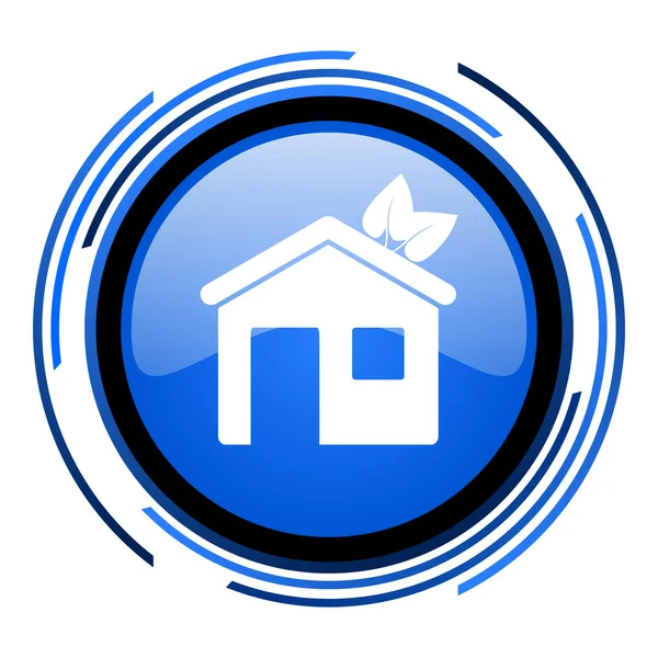 Otthoni kör kék fényes ikon — Stock Fotó