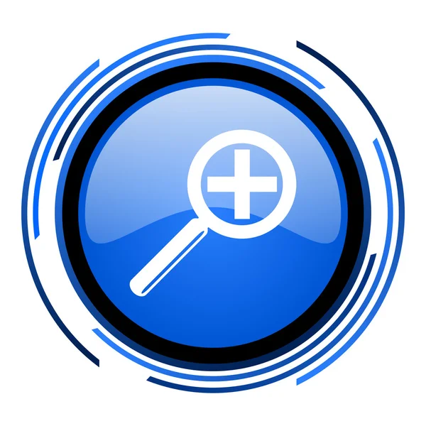 Magnificación círculo azul brillante icono —  Fotos de Stock
