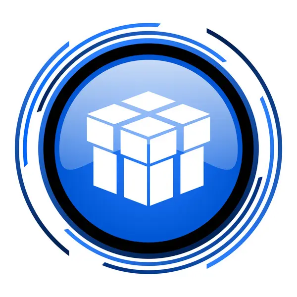 Box Kreis blaues Hochglanz-Symbol — Stockfoto