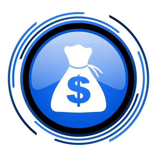 Geld blauwe cirkel glanzende pictogram — Stockfoto