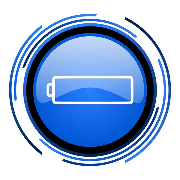 Lesklý ikona baterie kruh modré — Stock fotografie