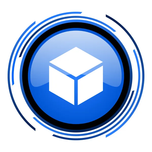 Box circle blue glossy icon — Stock Photo, Image
