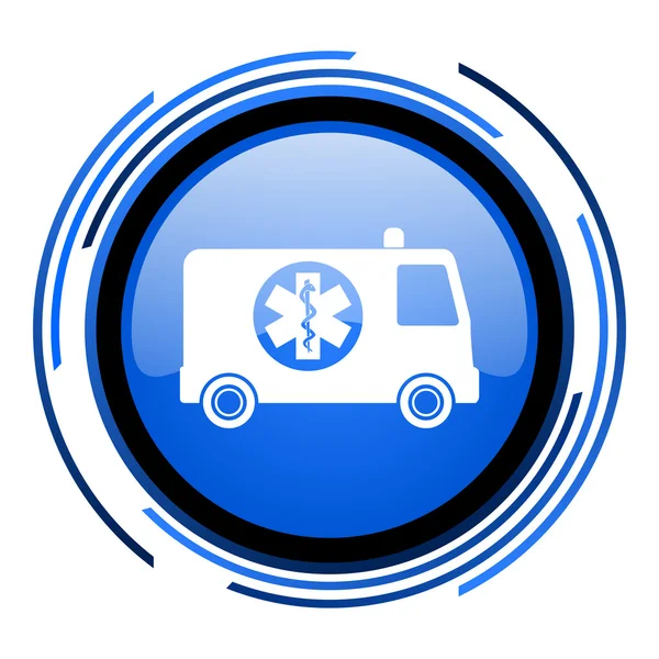 Ambulance cirkel blauwe glanzende pictogram — Stockfoto