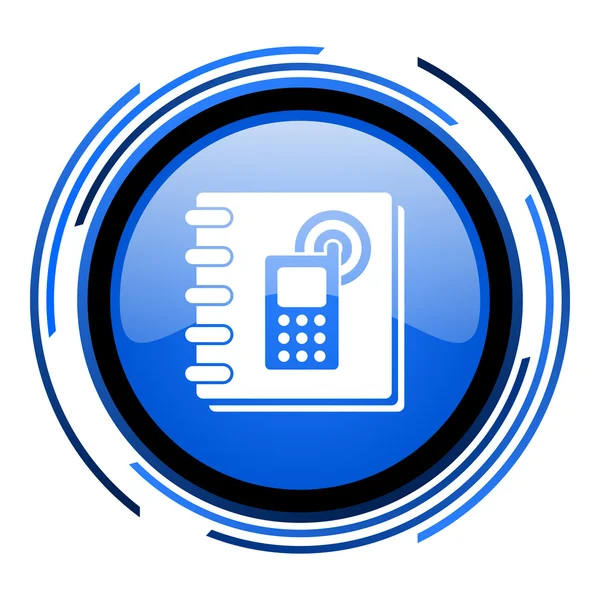 Telefoonboek cirkel blauwe glanzende pictogram — Stockfoto