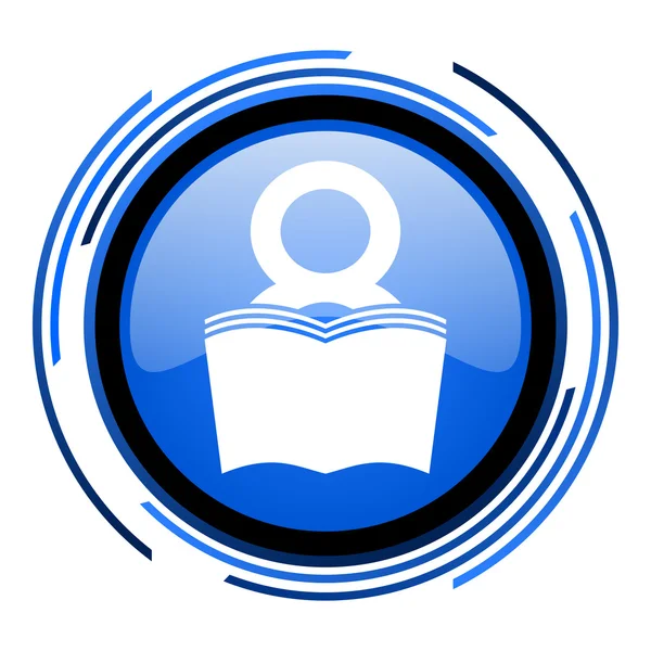 Livro círculo azul brilhante ícone — Fotografia de Stock