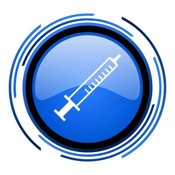 Syringe circle blue glossy icon — Stock Photo, Image