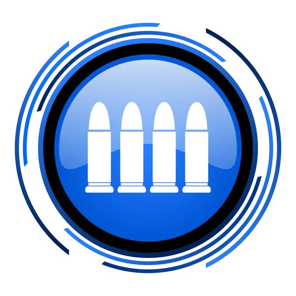 Munitie cirkel blauwe glanzende pictogram — Stockfoto