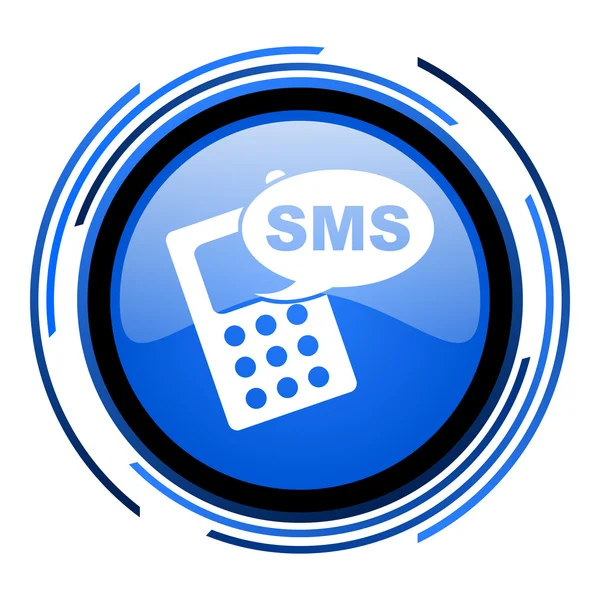 SMS kruh modré lesklé ikony — Stock fotografie