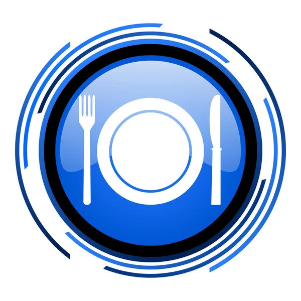 Círculo alimentar ícone brilhante azul — Fotografia de Stock