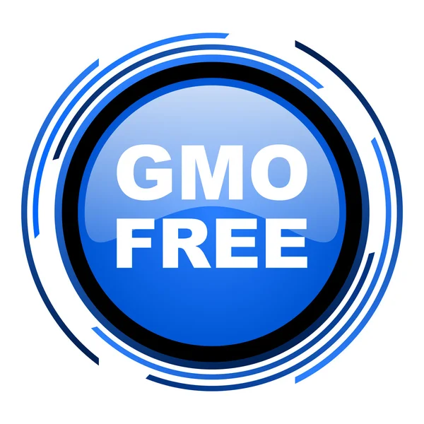 GMO ücretsiz daire mavi parlak simgesi — Stok fotoğraf