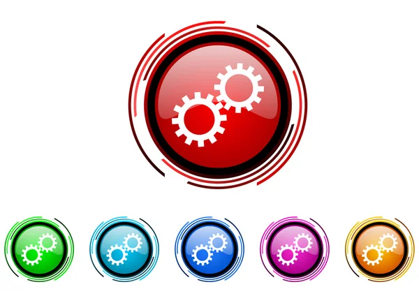 Gears web parlak Icon set renkli daire — Stok fotoğraf