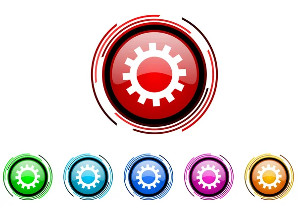 Gears circle web glossy icon colorful set — Stock Photo, Image