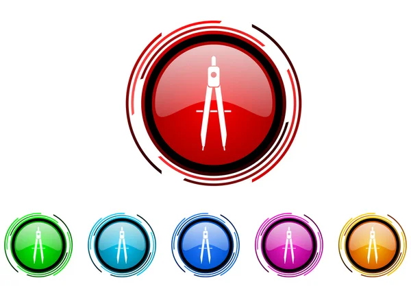 E-lärande cirkel web glansiga färgglada Ikonuppsättning — Stockfoto