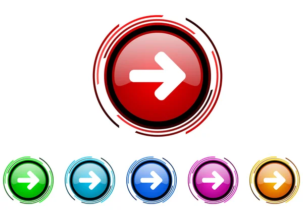Flecha círculo derecho web brillante icono colorido conjunto — Foto de Stock