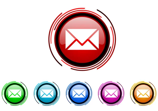 E-post cirkel web glansiga färgglada Ikonuppsättning — Stockfoto