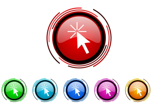 Click here circle web gesy icon colorous set — стоковое фото