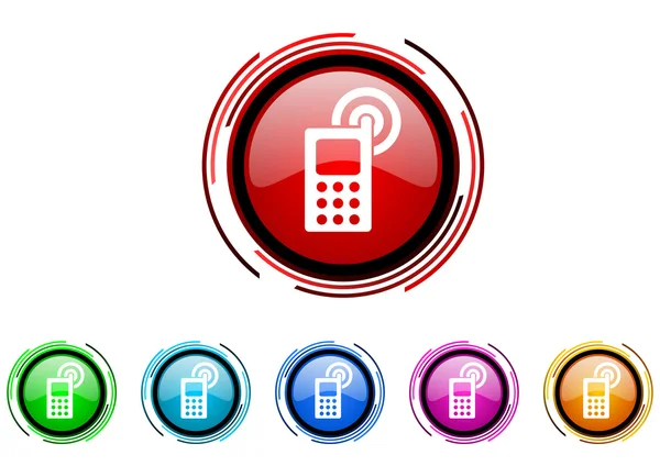 Cellphone circle web glossy icon colorful set — Stock Photo, Image