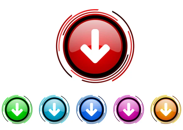 Arrow down circle web glossy icon colorful set — Stock Photo, Image