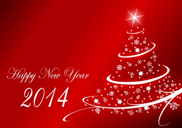 2014 new years illustration with christmas tree — Stock Photo, Image