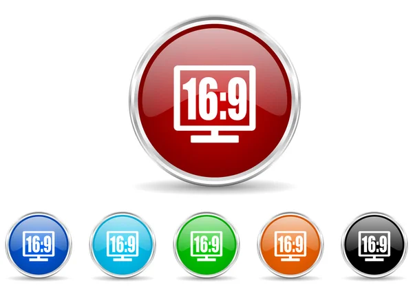 16 9 display icon set — Stock Photo, Image