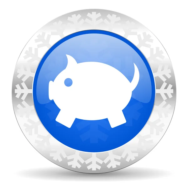 Piggy bank christmas icon — Stock Photo, Image