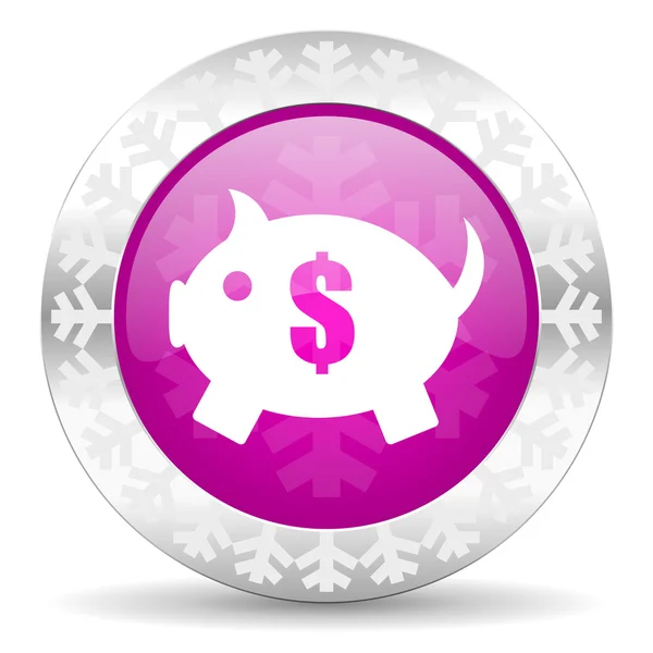 Piggy bank christmas icon — Stock Photo, Image