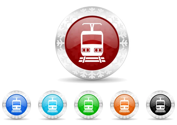 Trem ícone conjunto de natal — Fotografia de Stock