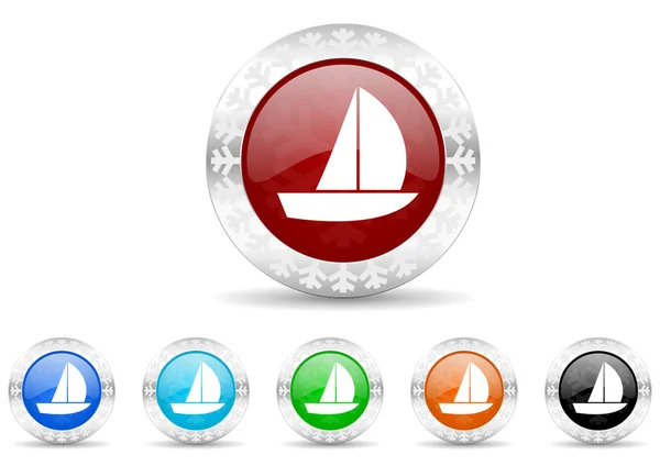 Set icona dello yacht Natale — Foto Stock
