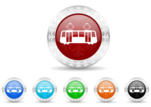 Noel tramvay Icon set — Stok fotoğraf