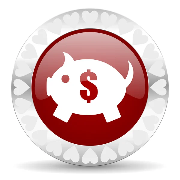 Piggy bank valentines day icon — Stock Photo, Image