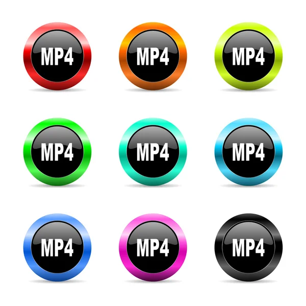 MP4 web ikony nastavit — Stock fotografie