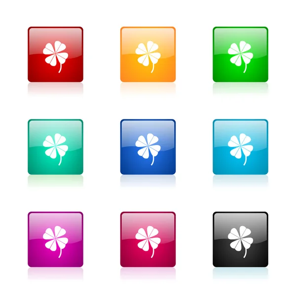 Four-leaf clover web icons set — Stock Photo, Image