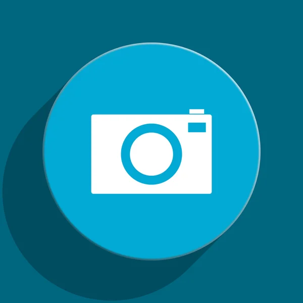 Camera blue flat web icon — Stock Photo, Image