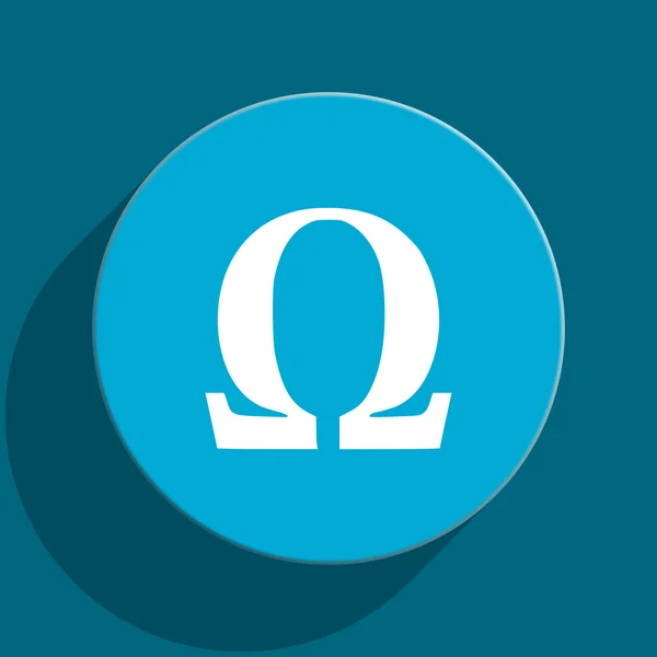 Icono de la web plana azul omega —  Fotos de Stock