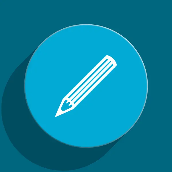 Pencil blue flat web icon — Zdjęcie stockowe