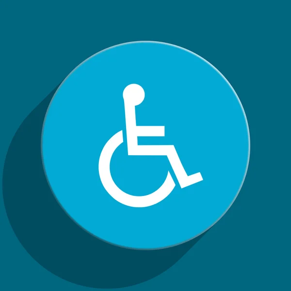 Wózek inwalidzki niebieski mieszkania www ikona — Zdjęcie stockowe