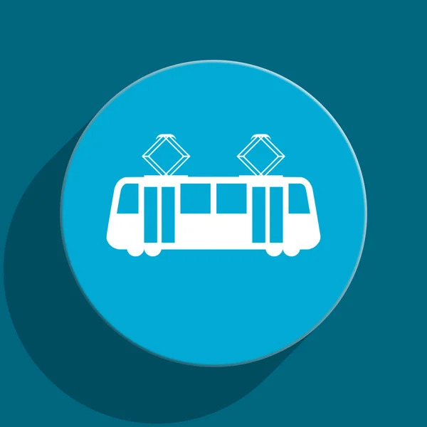 Tram blauwe platte web pictogram — Stockfoto