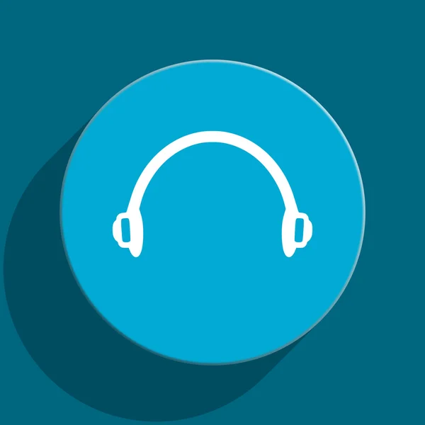 Headphones blue flat web icon — Stock Photo, Image