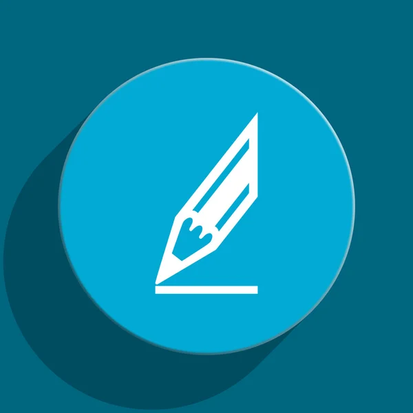 Pencil blue flat web icon — Stok fotoğraf