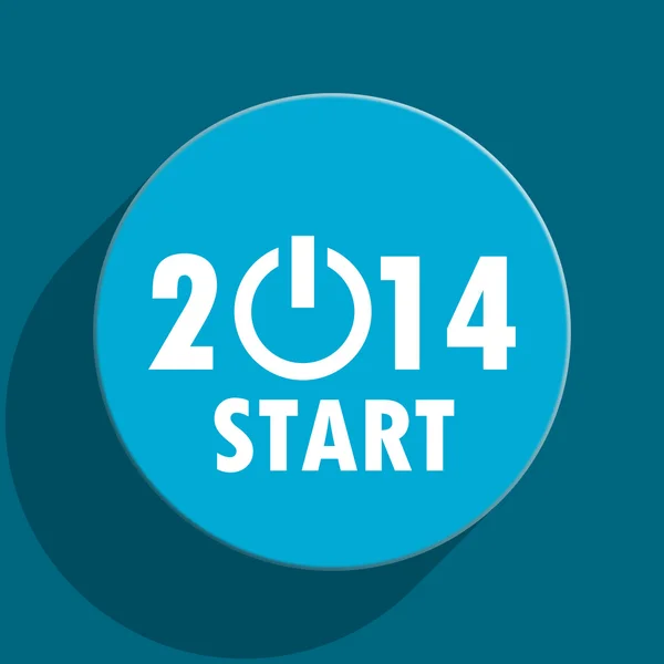 Year 2014 blue flat web icon — Stock Photo, Image
