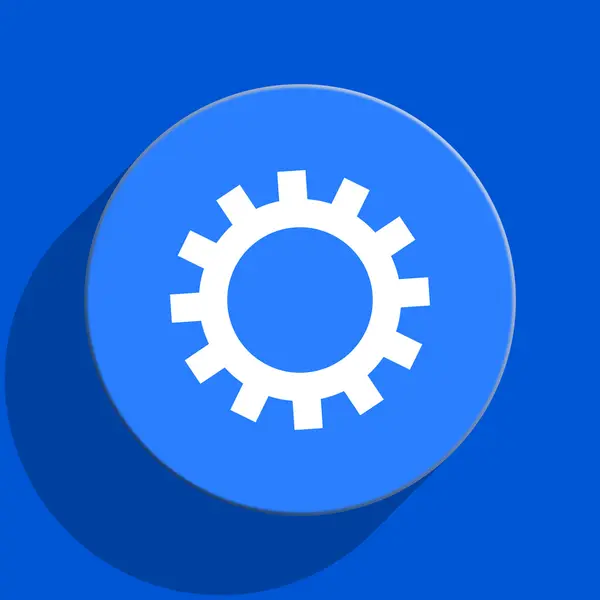 Modré webu ploché ikonu ozubeného kola — Stock fotografie
