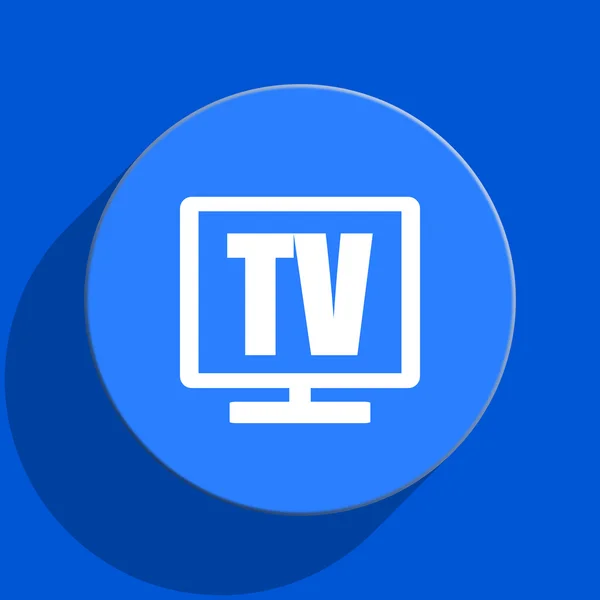 TV azul web plana icono — Foto de Stock